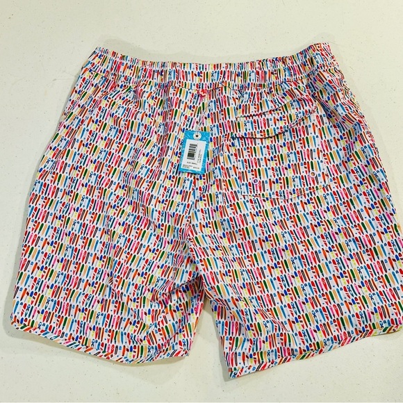 johnnie-O Half Elastic Surf Shorts Swell Small Surf Board Multicolor Print NWT - Picture 2 of 7